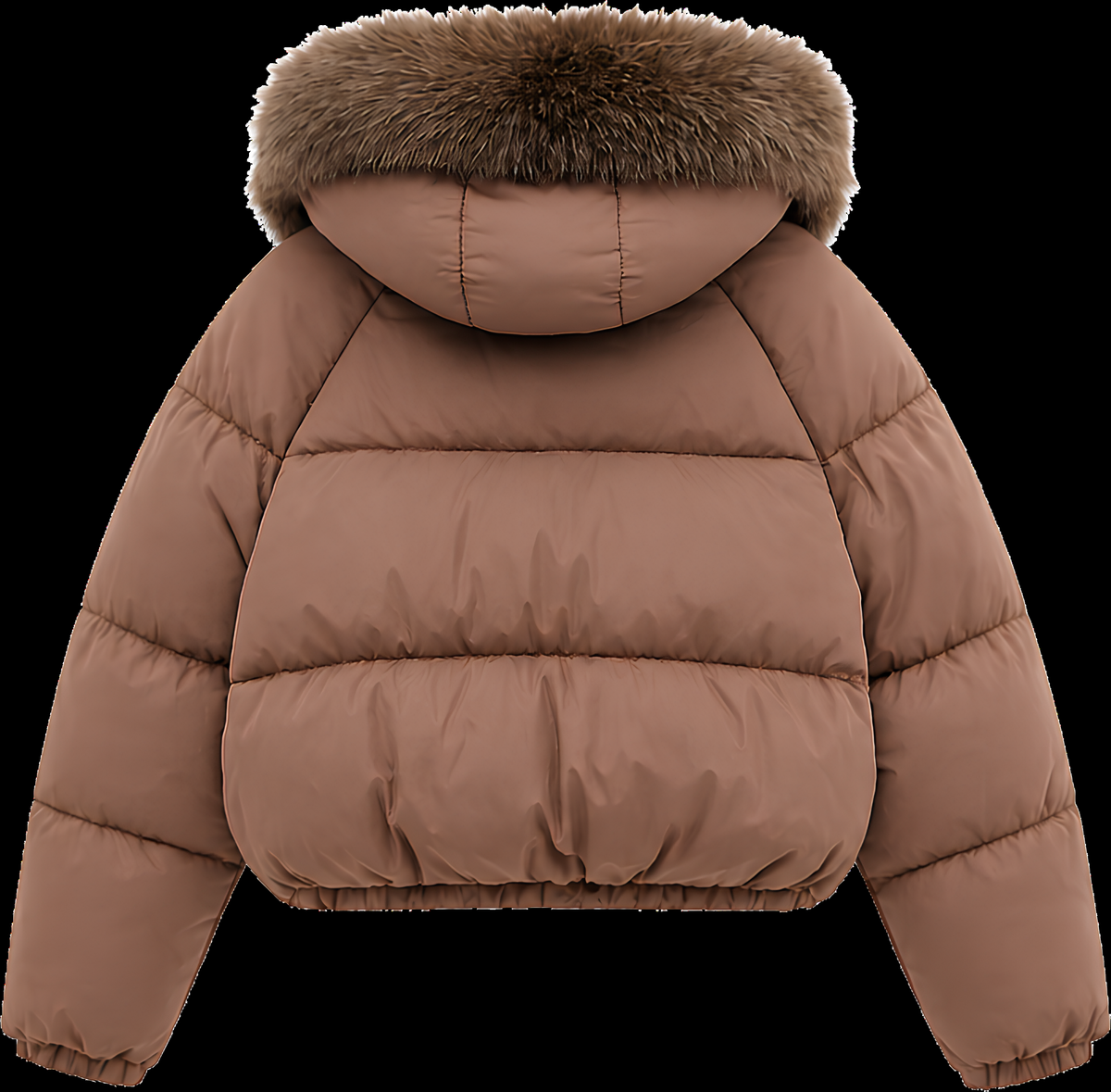 Campera Puffer Zara Capucha Piel (espalda)