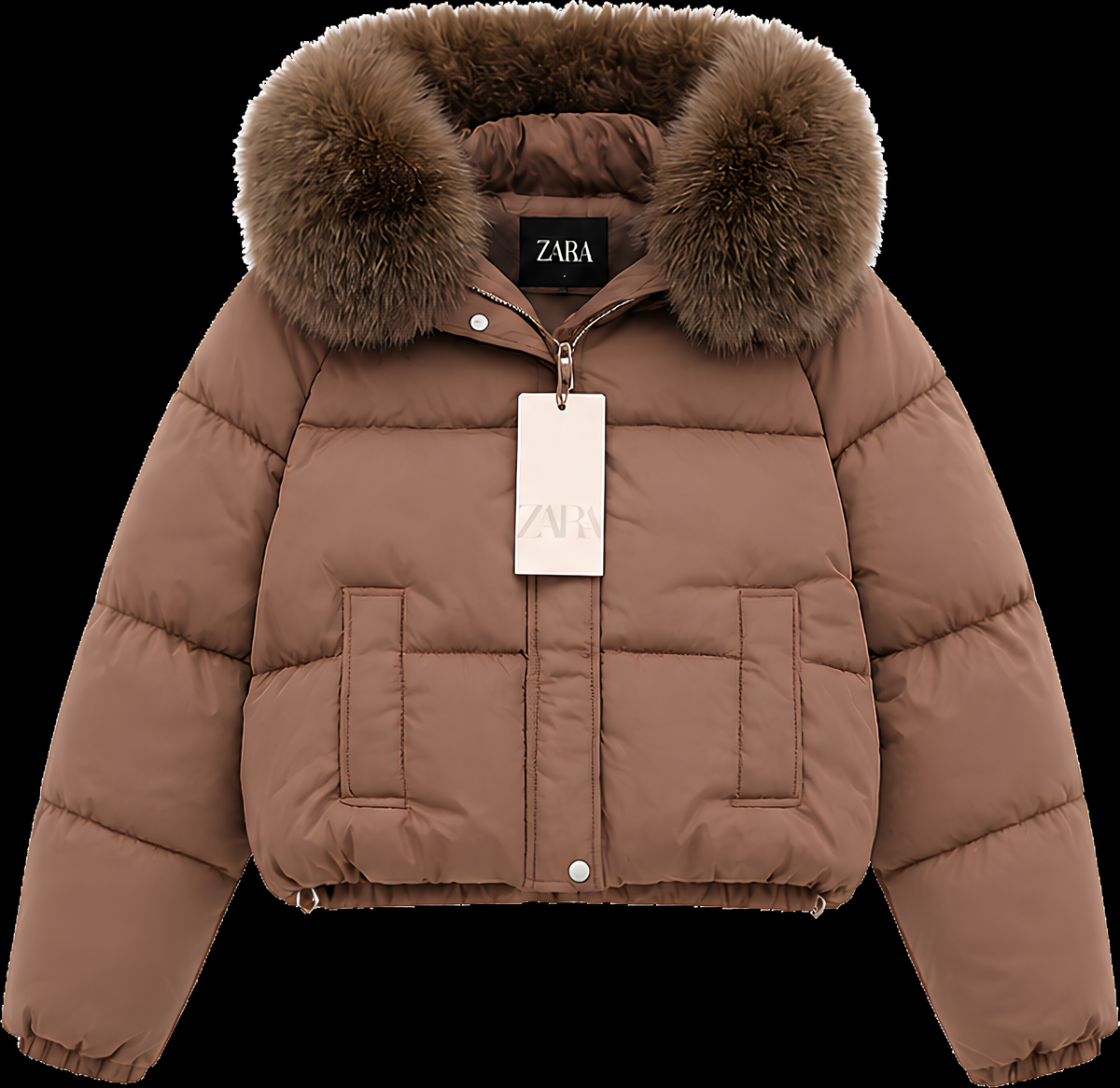 Campera Puffer Zara Capucha Piel